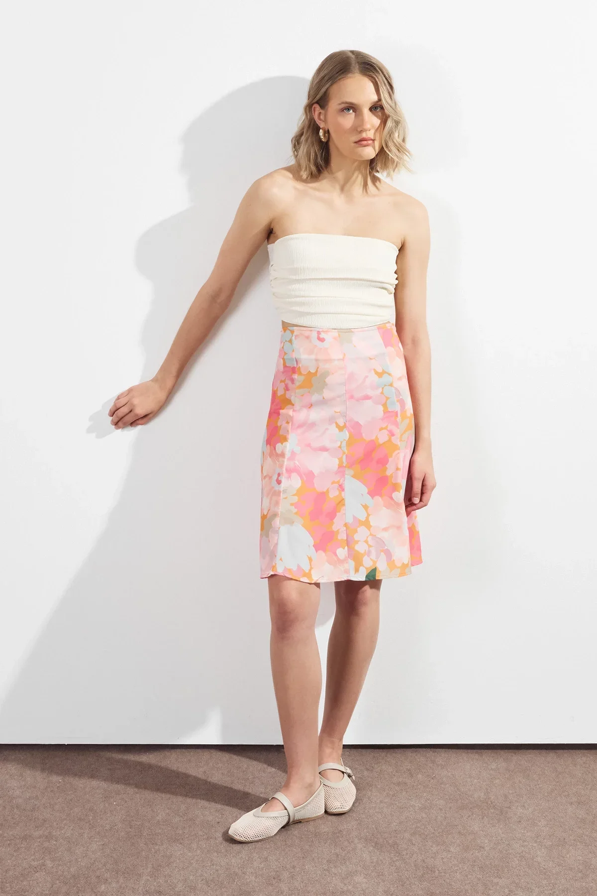 Kadın Mevsimlik Parçalı Kloş Midi Etek 2186/63