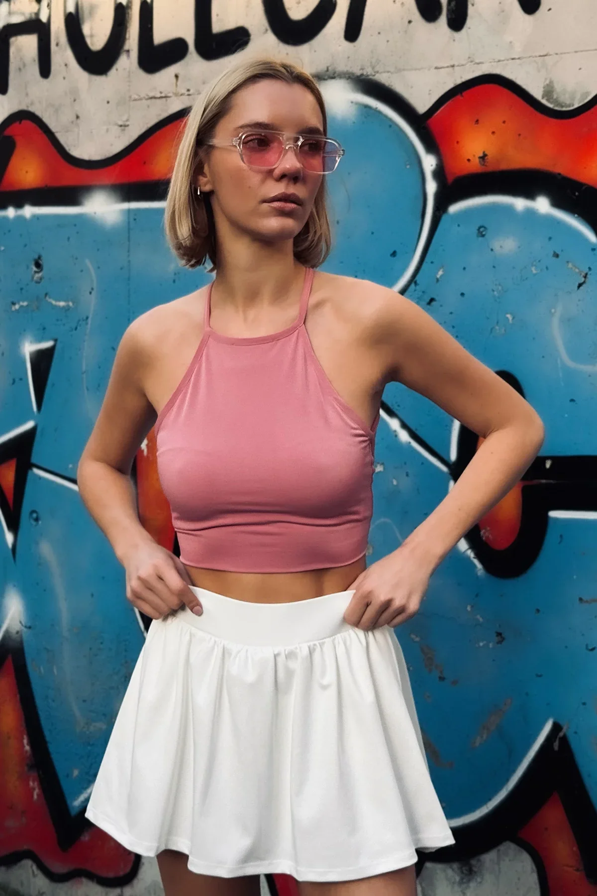 Kadın Pembe Sırtı Açık Crop Top BLZ-00254