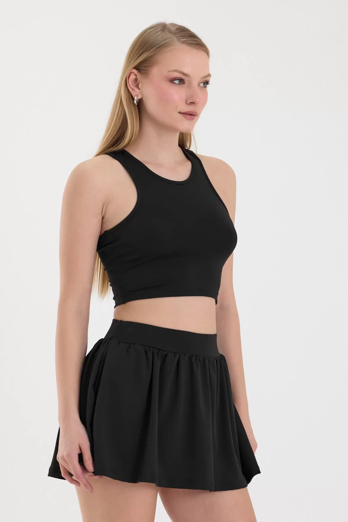 Kadın Siyah Spor Crop Top BLZ-00188