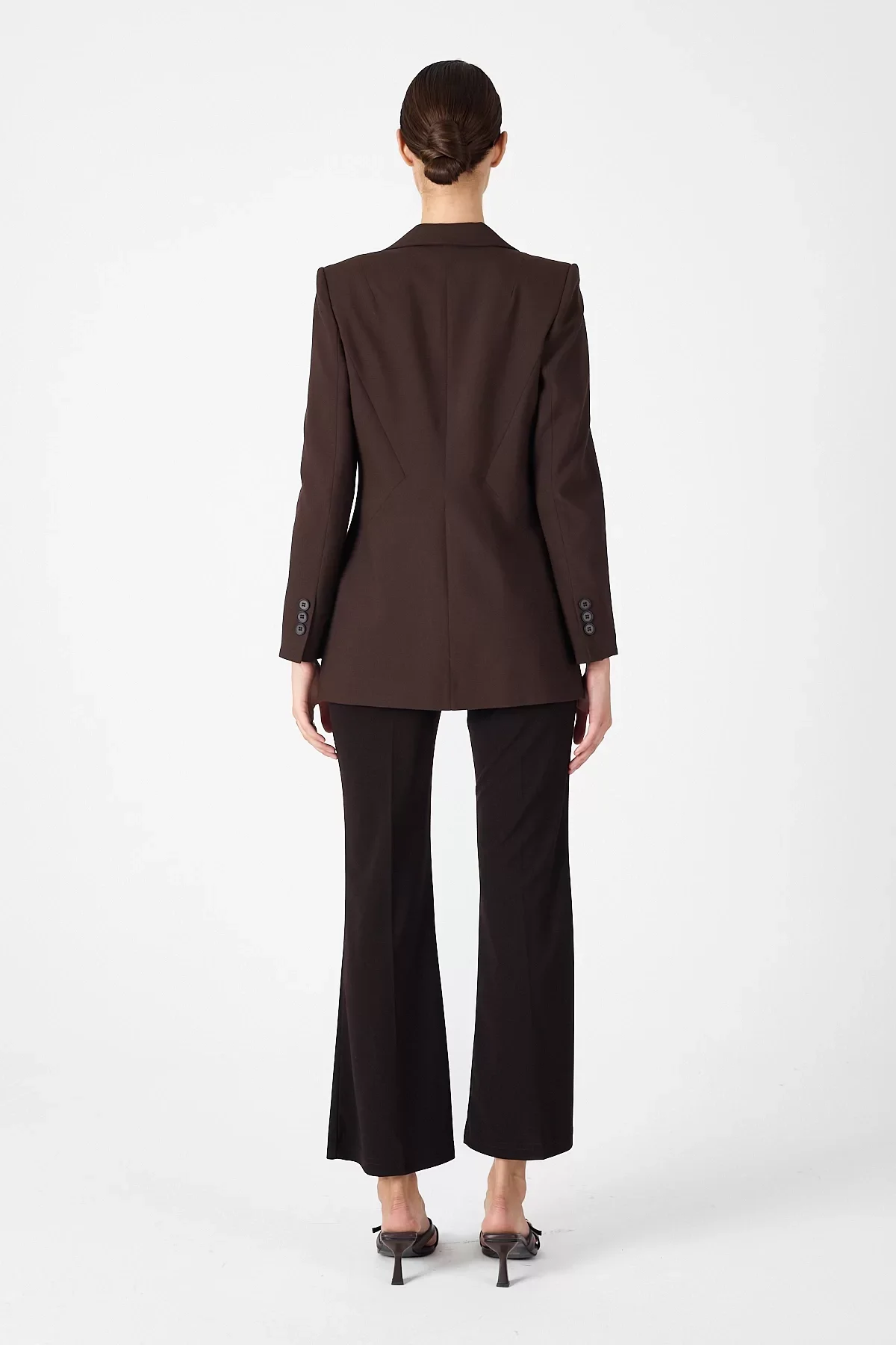 Kadın Tek Düğmeli Blazer Ceket - Kahve