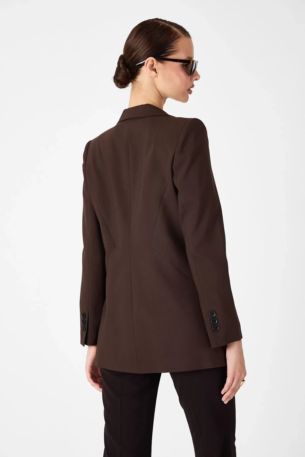 Kadın Tek Düğmeli Blazer Ceket - Kahve