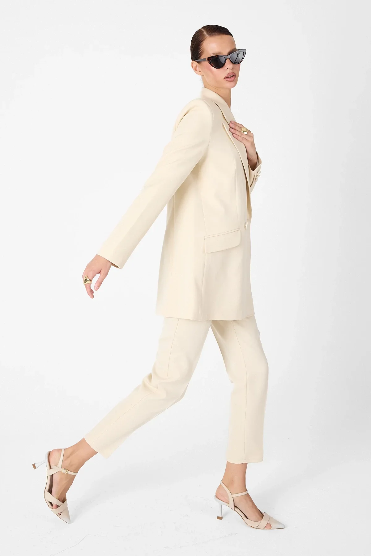 Oversize Blazer & Yüksek Bel Pantolon Takım