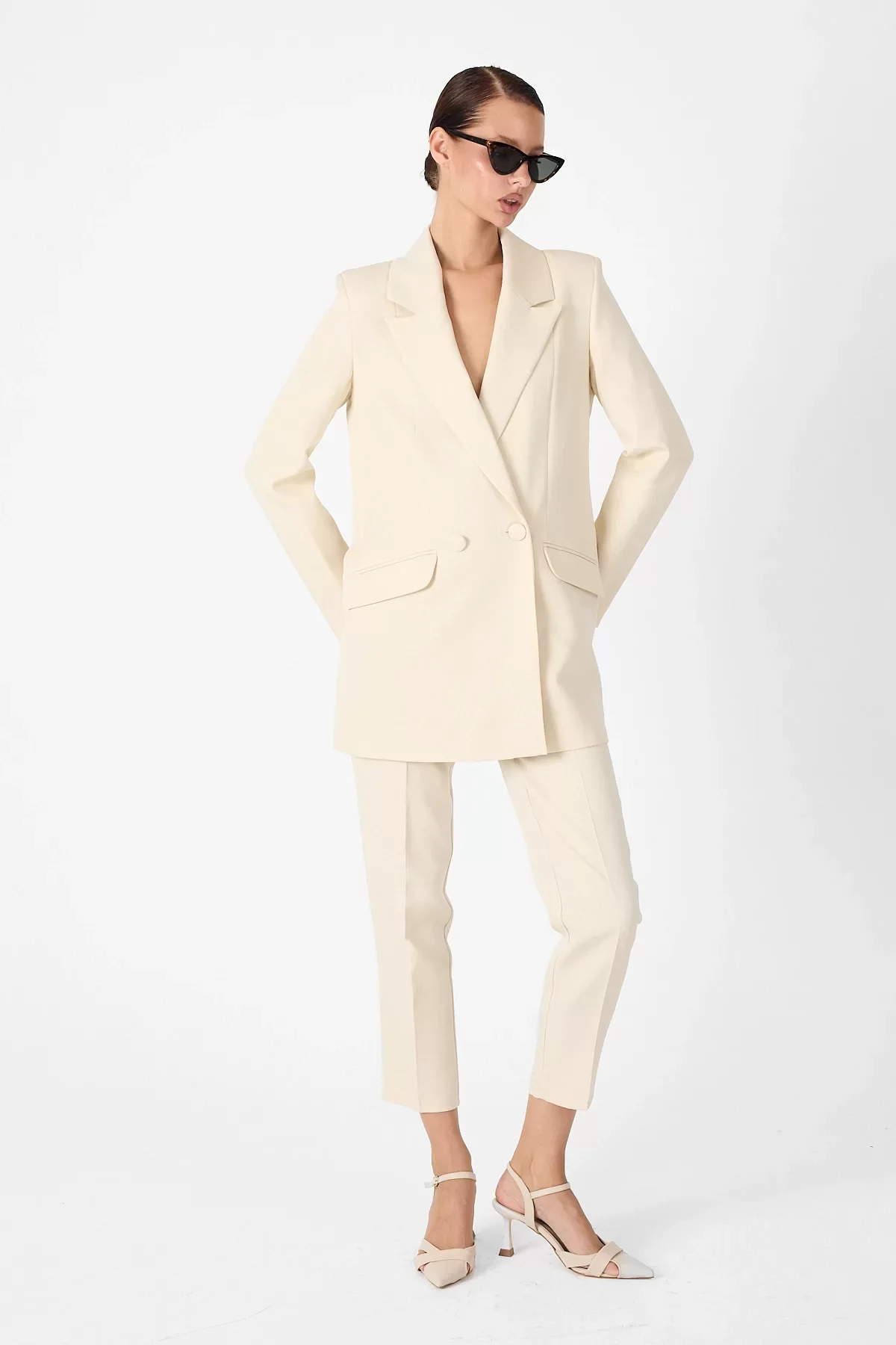 Oversize Blazer & Yüksek Bel Pantolon Takım