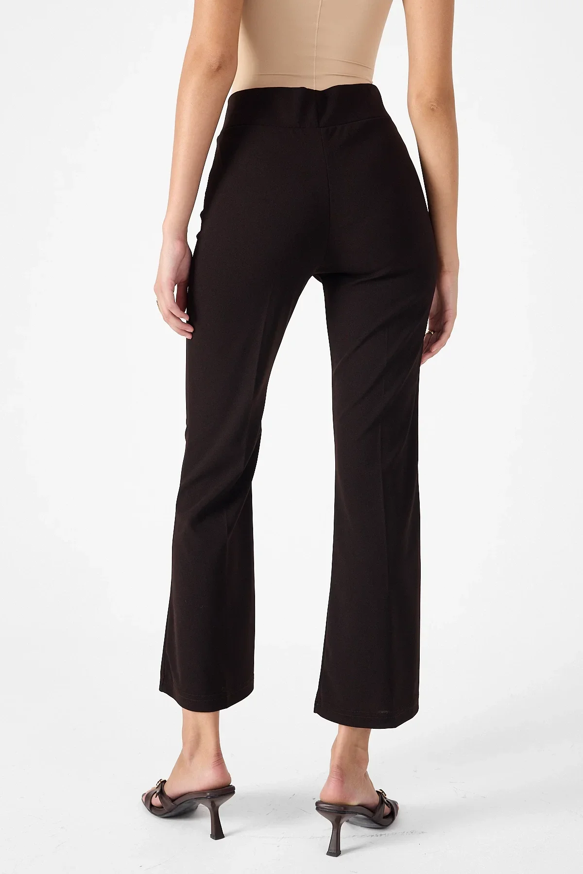 Yüksek Bel İspanyol Paça Krep Kumaş Pantolon