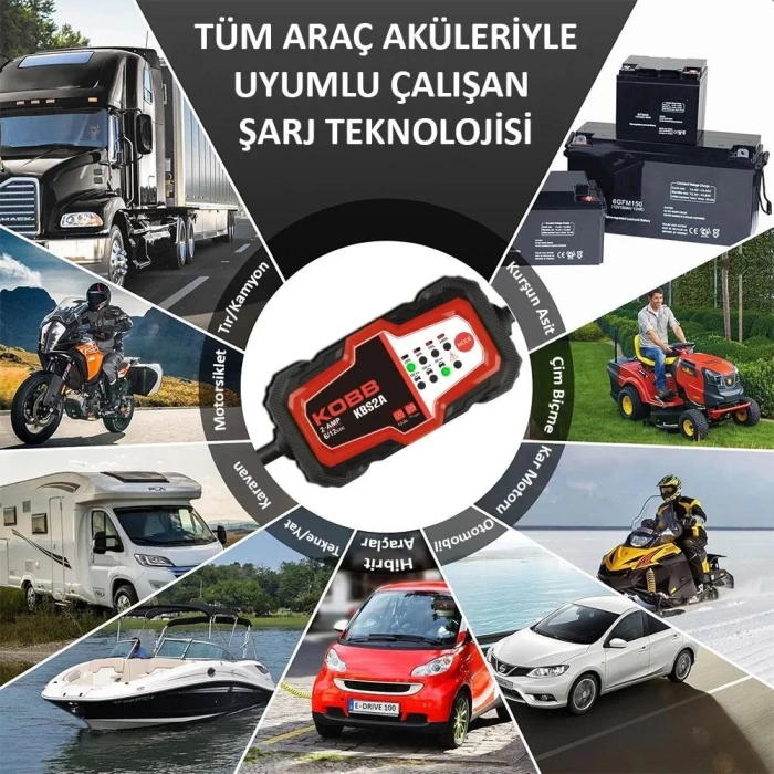KOBB KBS2A 6V/12V 60Ah Akıllı Akü Şarj ve Akü Bakım / Desülfatör