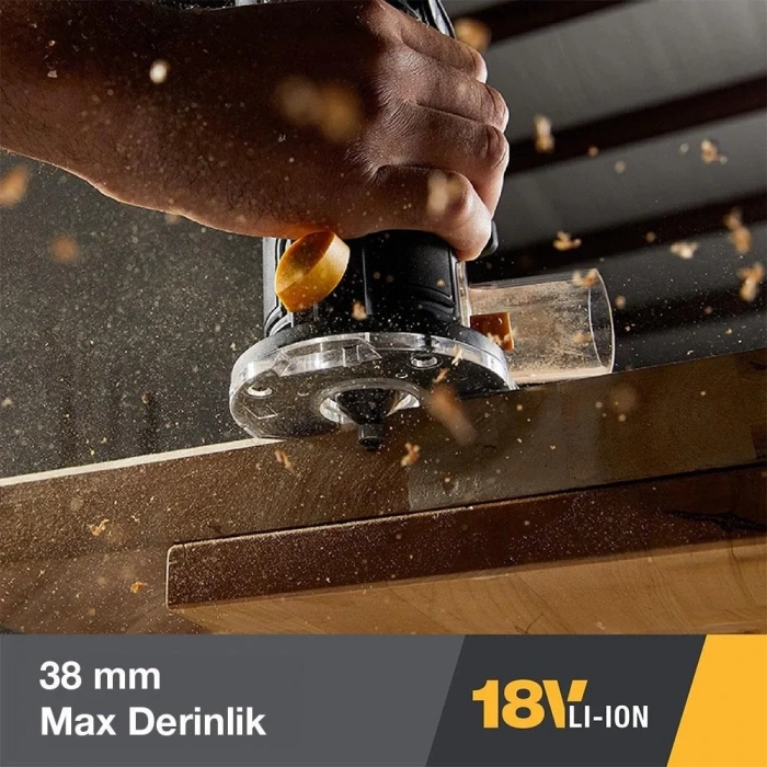 CAT DX82B.3 18Volt Şarjlı Kömürsüz 6mm Devir Ayarlı Profesyonel Avuç İçi El Frezesi Formika Tıraşlama (Akü Dahil Değildir)
