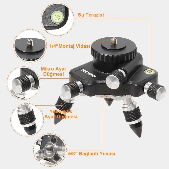 KOBB KBL2 Üç Eksenli Hassas Ayarlanabilir Lazer Hizalama Tripodu