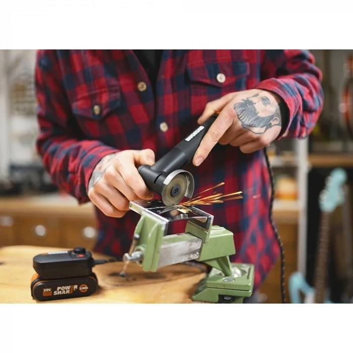 WORX WX990 MAKERX 20Volt 2.0Ah. Kömürsüz Profesyonel Gravür + 50MM Açılı Avuç Taşlama Kombo Set + 39 Parça aksesuar