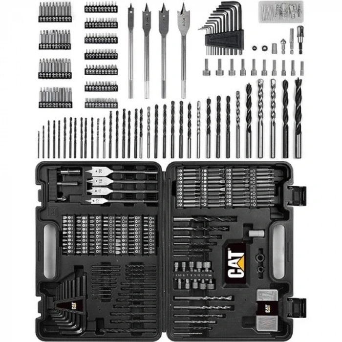 CAT DX12SET 18Volt/2.0Ah Li-ion Çift Akülü Kömürsüz Profesyonel Darbeli Matkap+DA01903 201 Parça Delme/Vidalama Uç Seti