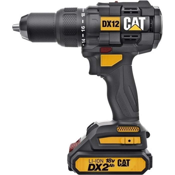 CAT DX12SET 18Volt/2.0Ah Li-ion Çift Akülü Kömürsüz Profesyonel Darbeli Matkap+DA01903 201 Parça Delme/Vidalama Uç Seti