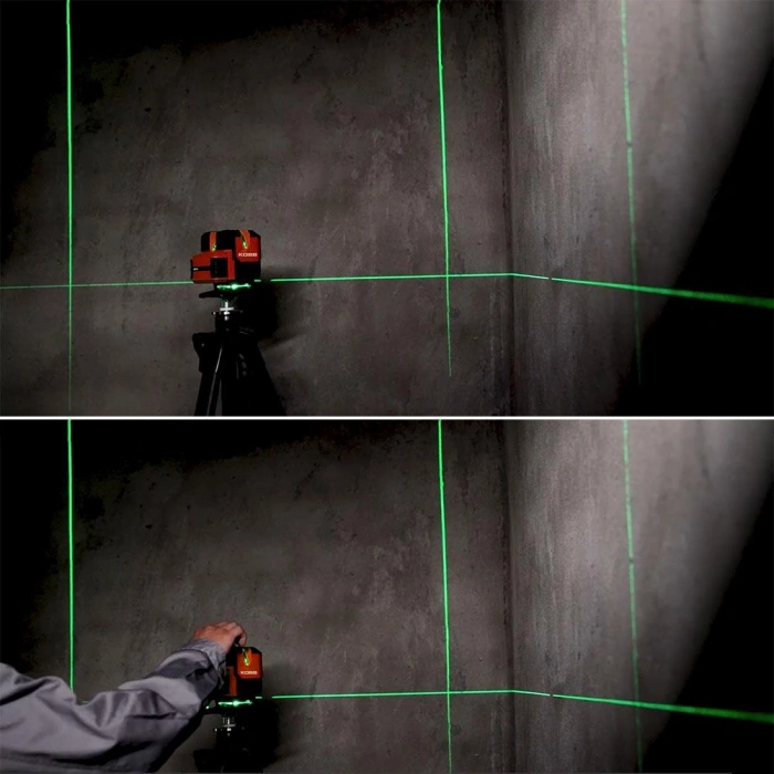 KOBB KBL41GTP 30M 4x90⁰/1x360⁰ Otomatik Hizalamalı Li-ion Çift Akü Profesyonel Yeşil Çizgi Lazer Distomat + Tripod