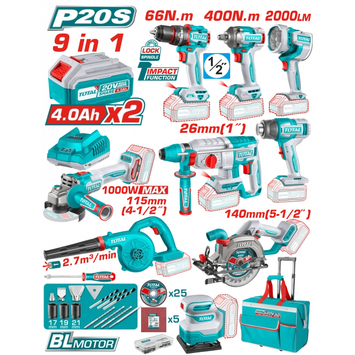 AVANTAJ 9 LU SET - MATKAP, SOMUN SÖKME, IŞIK, KIRICI, TAŞLAMA, SICAK HAVA TABANCASI, ÜFLEME, DAİRE TESTERE