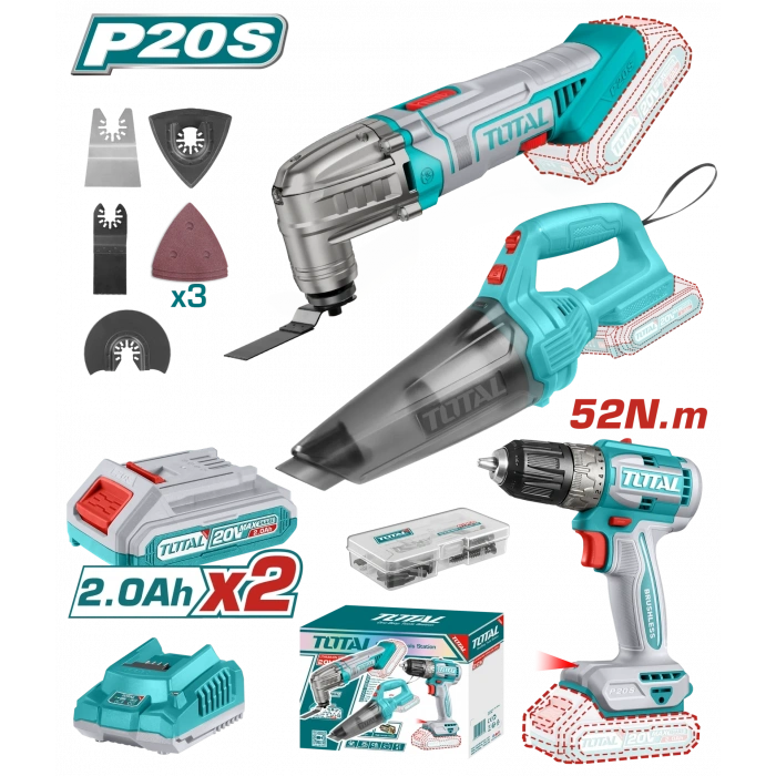 AVANTAJ SET - AKÜLÜ DARBESİZ MATKAP & ÇOK AMAÇLI KESİCİ & EL SÜPÜRGESİ