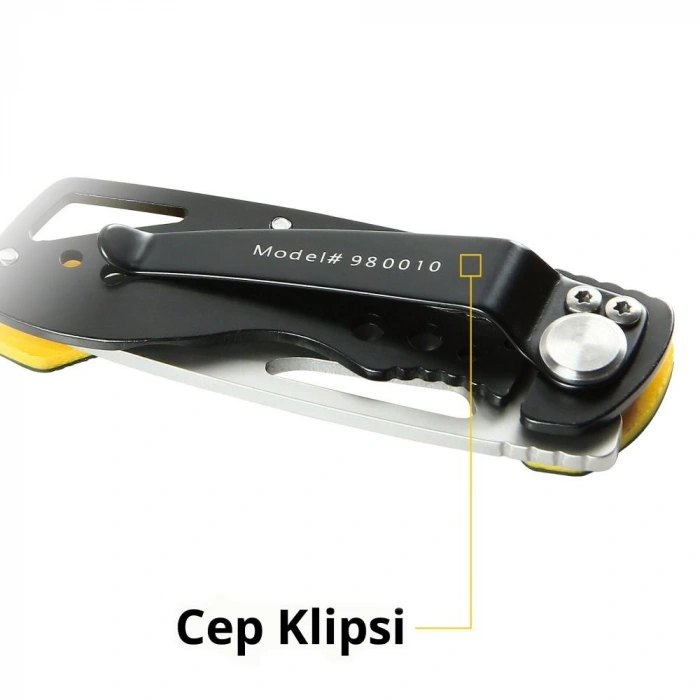 CAT DA980010 Kemer Askı Kancalı Katlanabilir 12CM Paslanmaz Çelik Kamp Çakısı