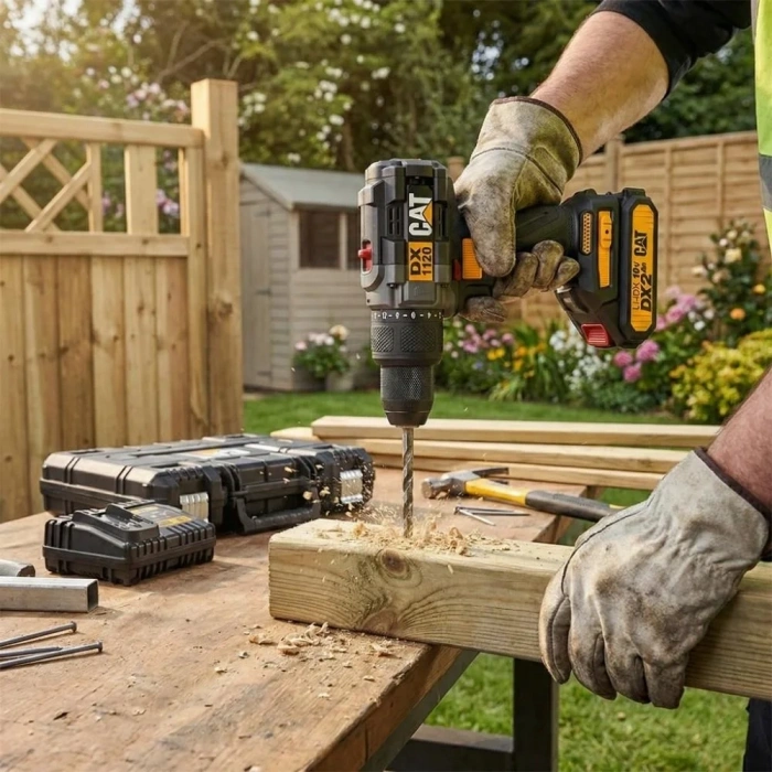 CAT DX1120 18Volt/2.0Ah Li-ion Çift Akülü Kömürsüz Profesyonel Şarjlı Darbeli Matkap + DA01902 45 Parça Vidalama Uç Seti