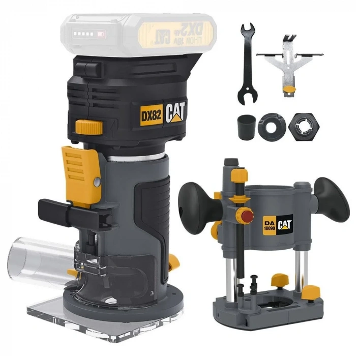 CAT DX82B.3 18Volt Şarjlı Kömürsüz 6mm Devir Ayarlı Profesyonel Avuç İçi El Frezesi Formika Tıraşlama (Akü Dahil Değildir)