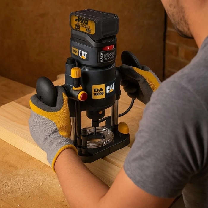 CAT DX82B.3 18Volt Şarjlı Kömürsüz 6mm Devir Ayarlı Profesyonel Avuç İçi El Frezesi Formika Tıraşlama (Akü Dahil Değildir)
