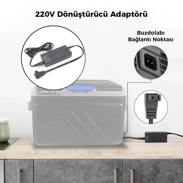 Coolist CLTACDC Kompresörlü Araç Buzdolapları İçin 220Volt/12Volt 6,0Ah Dönüştürücü Adaptör