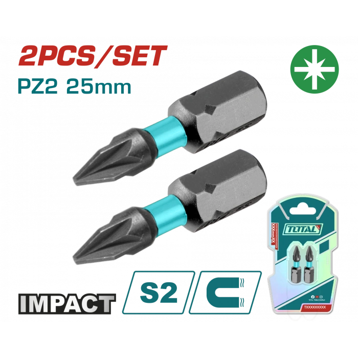 DARBELİ 25 mm PZ2 BİTS UCU 2 Lİ