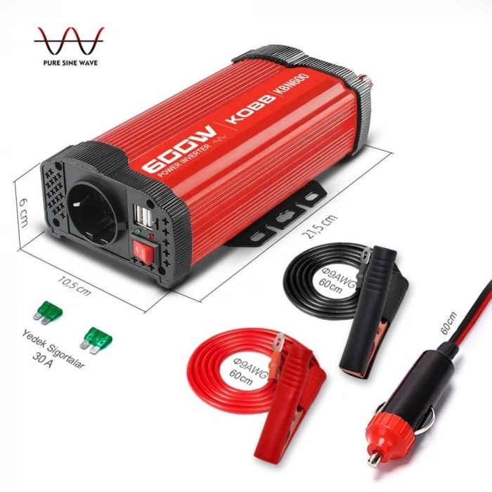 KOBB KBN600 12V/220V 600Watt Modifiye Sinüs Dönüştürücü İnvertör