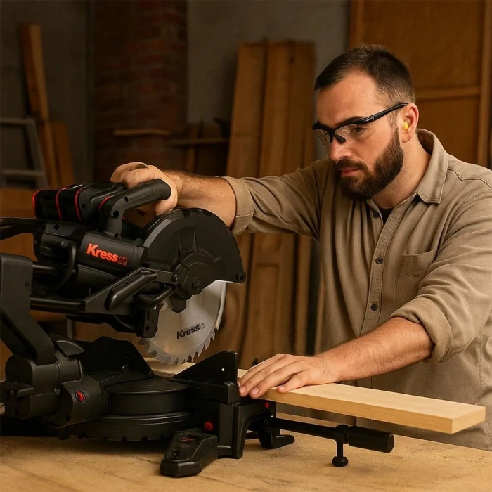 Kress KH483.9 40Volt 1400W 254MM Kömürsüz Kızaklı Bluetooth Bağlantılı Profesyonel Gönye Kesme (Akü Dahil Değildir)