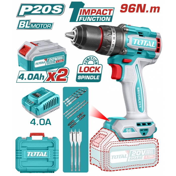 LI-ION AKÜLÜ KÖMÜRSÜZ DARBELİ MATKAP 96NM