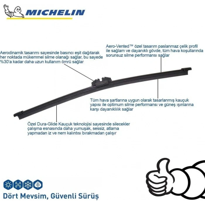 MİCHELİN 40CM 1 ADET MUZ TİPİ ARKA SİLECEK MCR401