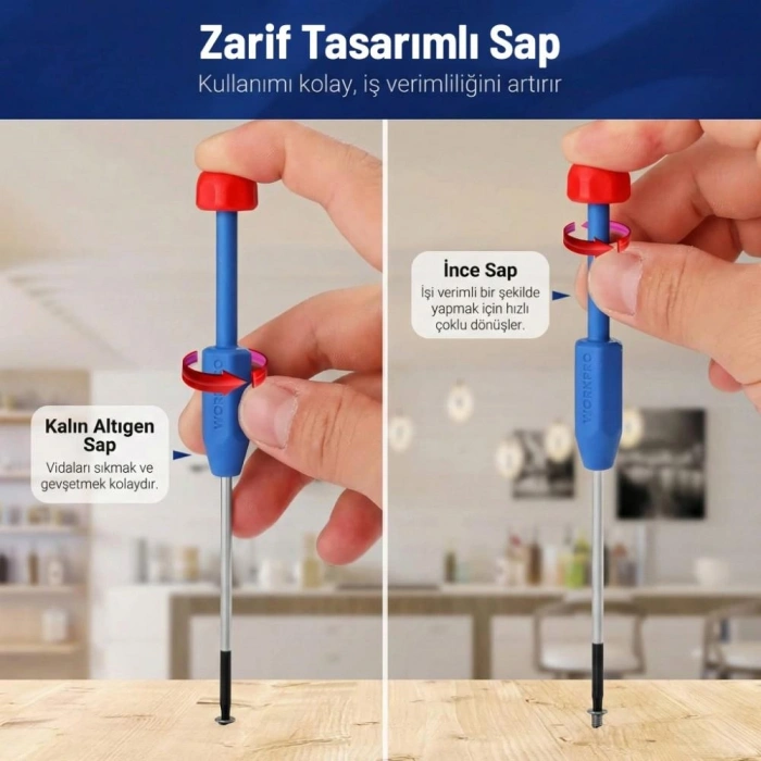 WORKPRO WP200530 CR-V 10 Parça Profesyonel Manyetik Hassas Tornavida Seti