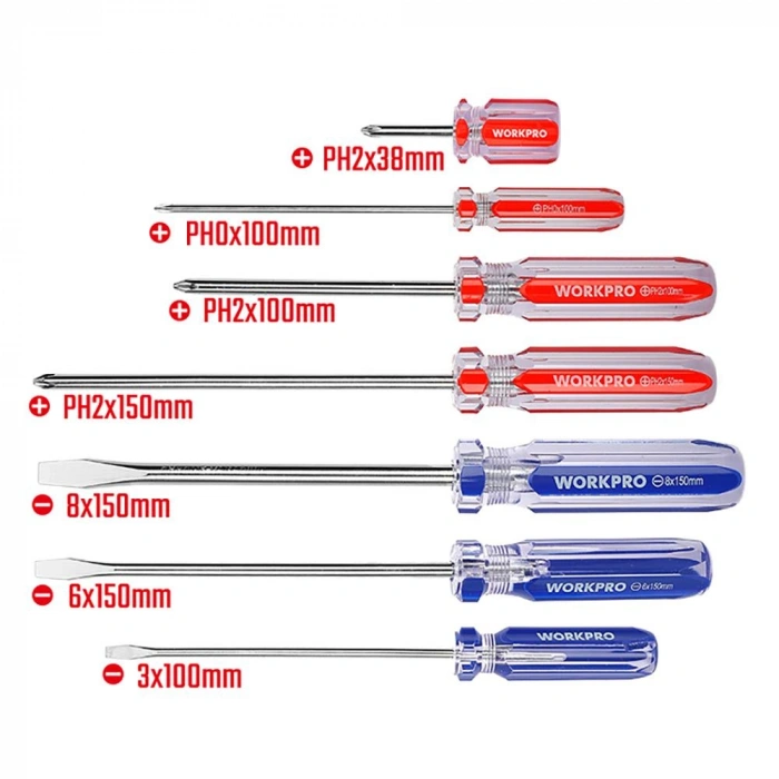 WORKPRO WP200533 7 Parça CR-V Manyetik Profesyonel Tornavida Seti