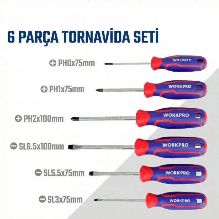 WORKPRO WP200551 21 Parça CR-V Duvar Askı Aparatlı Profesyonel Manyetik Tornavida Seti