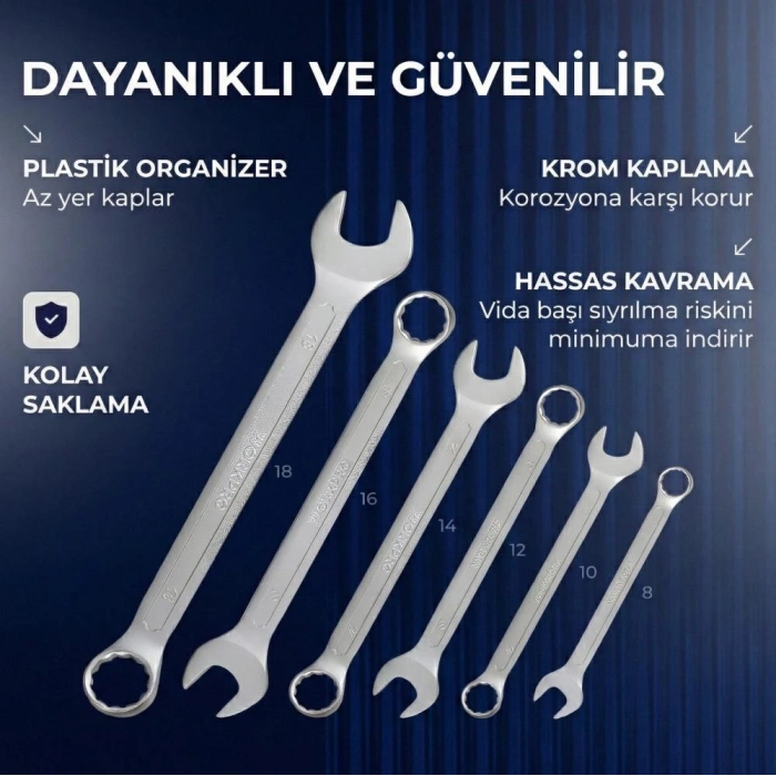 WORKPRO WP202501 Cr-V 6 Parça Profesyonel Kombine Anahtar Takımı