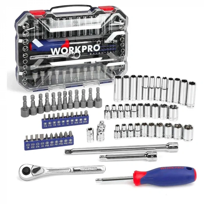 WORKPRO WP202522 1/4’ Metrik/İnç 70 Parça Cr-V Profesyonel Lokma Takımı
