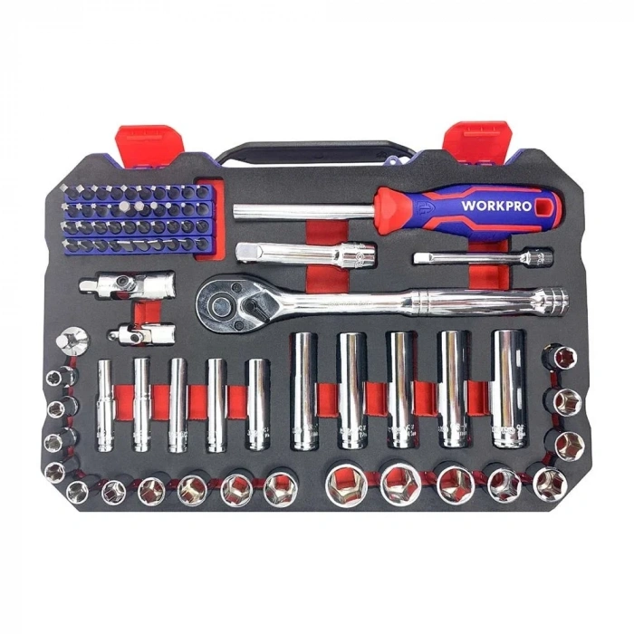 WORKPRO WP202524 1/4’ 3/8’’ Metrik 75 Parça Cr-V Profesyonel Lokma Takımı