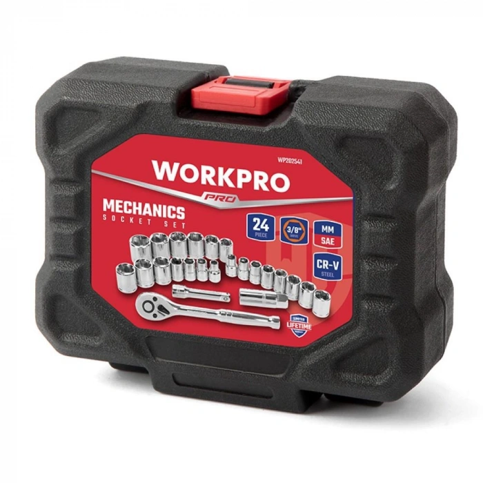 WORKPRO WP202541 3/8’ CR-V 24 Parça Metrik/İnç Ağır Hizmet Lokma Takımı