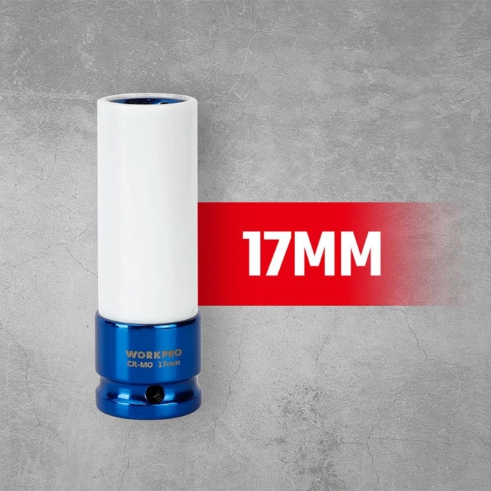 WORKPRO WP202591 17/19/21mm 3 Parça 1/2‘’ Cr-Mo Profesyonel Darbeli Derin Lokma Seti