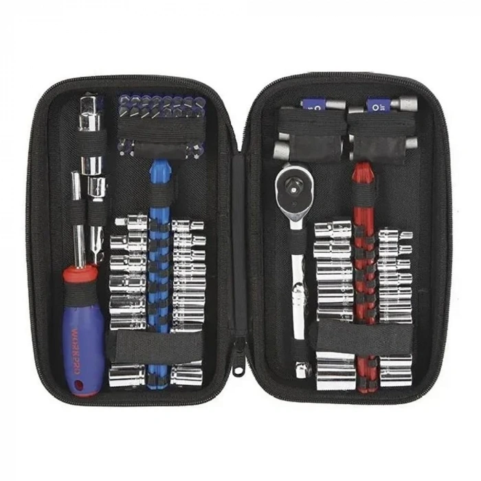 WORKPRO WP209006 84 Parça 3/8’’ 1/4’’ CR-V Metrik/İnç Profesyonel Lokma ve Bits Uç Takımı