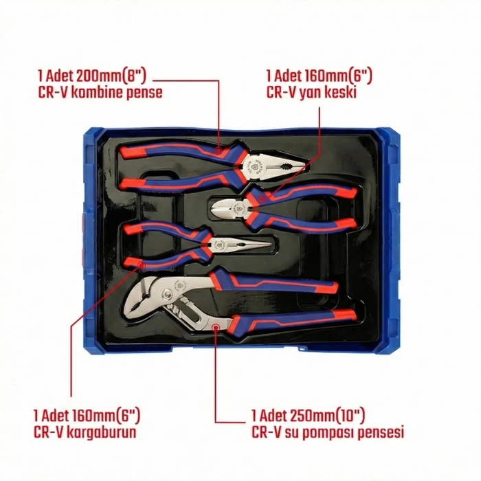 WORKPRO WP209133 4 Parça Profesyonel Pense Seti
