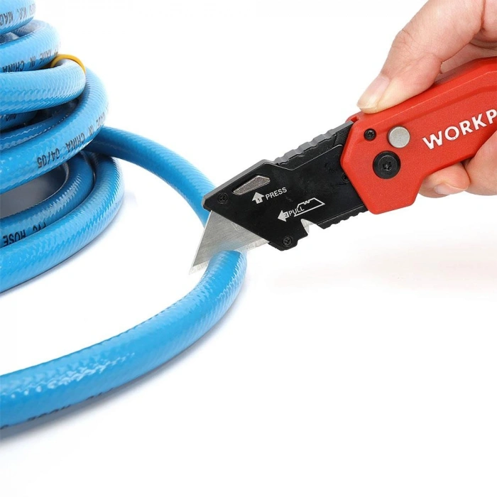 WORKPRO WP211018 Profesyonel Katlanır Çok Amaçlı Rötuş Maket Bıçağı + 10 Adet Yedek Bıçak