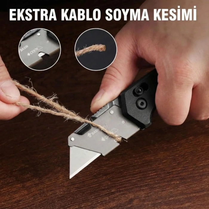 WORKPRO WP211035 Ağır Hizmet Çelik/Ahşap Gövde Katlanır Rötuş Maket Bıçağı + 11 Adet Yedek Bıçak