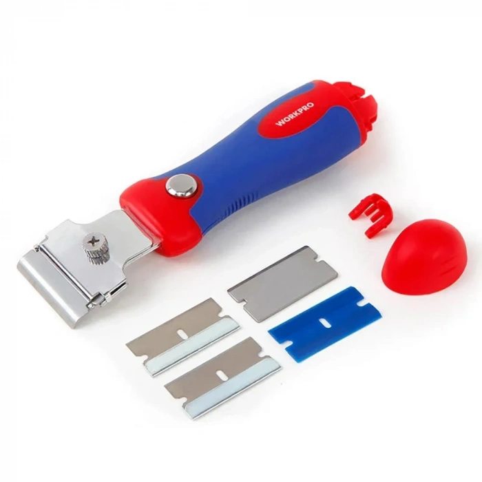 WORKPRO WP219004 40mm Geri Çekilebilir Profesyonel Kazıyıcı + 4 Parça Kazıma Bıçak Seti