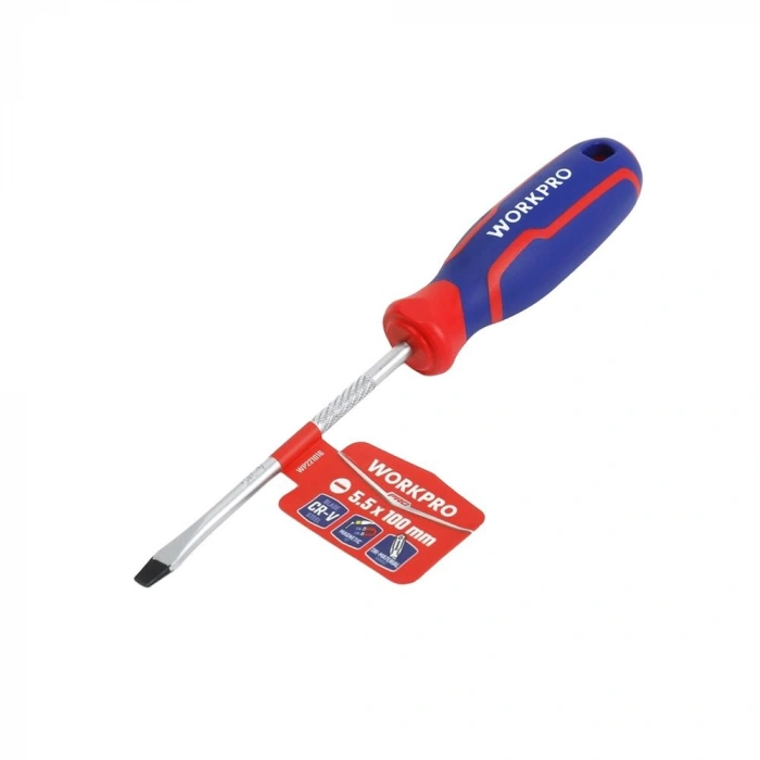 WORKPRO WP221016 5.5x100mm CR-V Manyetik Profesyonel Düz Tornavida