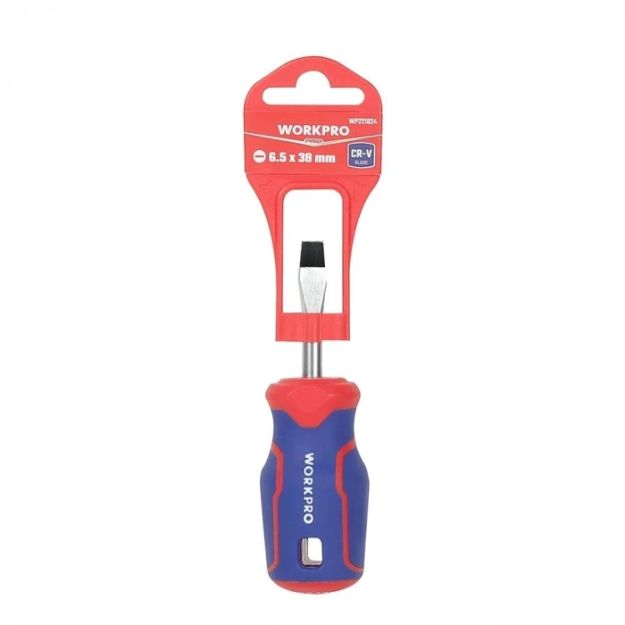 WORKPRO WP221024 6.5x38mm CR-V Manyetik Profesyonel Düz Topaç Tornavida