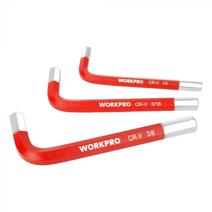 WORKPRO WP222016 9 Parça Kısa Boy CR-V İnç Profesyonel Allen Anahtar Takımı