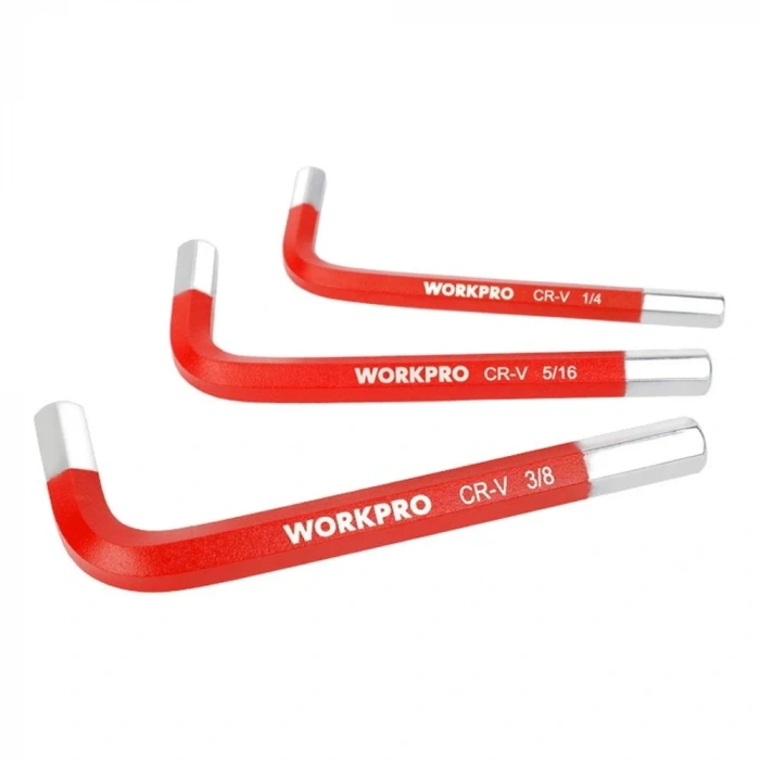 WORKPRO WP222016 9 Parça Kısa Boy CR-V İnç Profesyonel Allen Anahtar Takımı