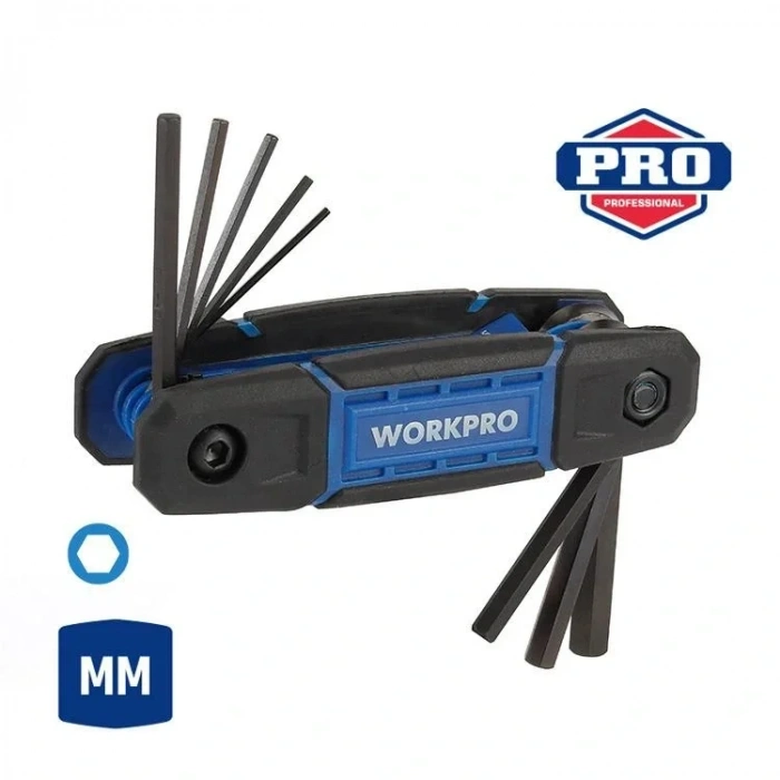 WORKPRO WP222028 8 Parça CR-V Metrik Çakı Tipi Profesyonel Allen Anahtar Takımı