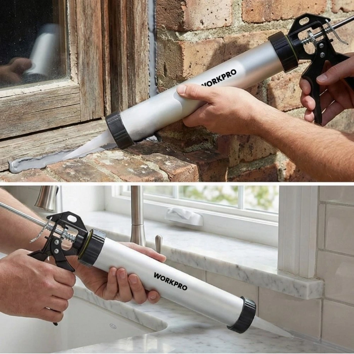 WORKPRO WP224006 590ml 6 Parça Alüminyum Profesyonel Sosis Tipi Silikon Tabancası