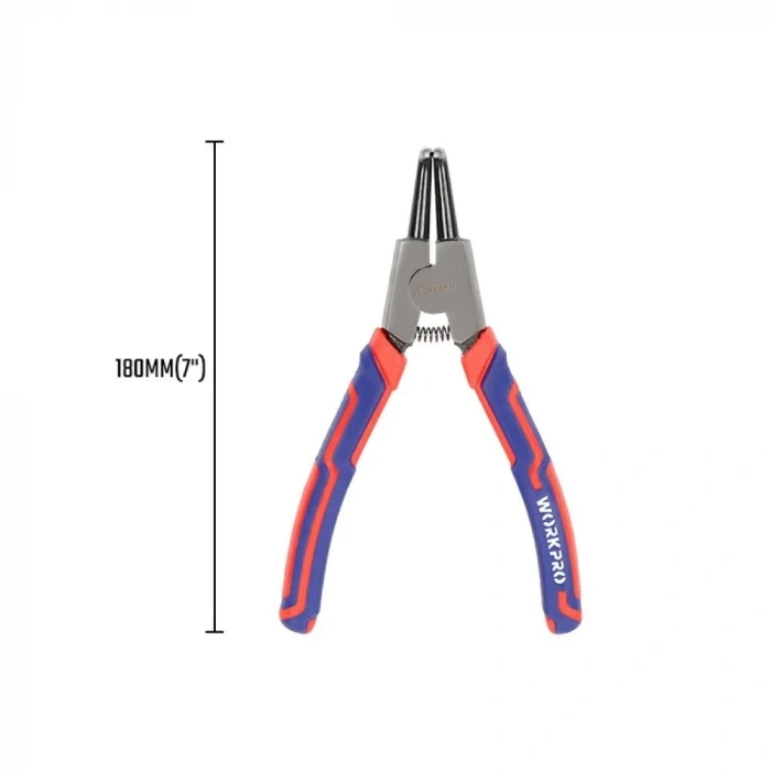 WORKPRO WP231151 180MM CR-V Eğri Uçlu Yaylı Profesyonel Dış Segman Pensesi