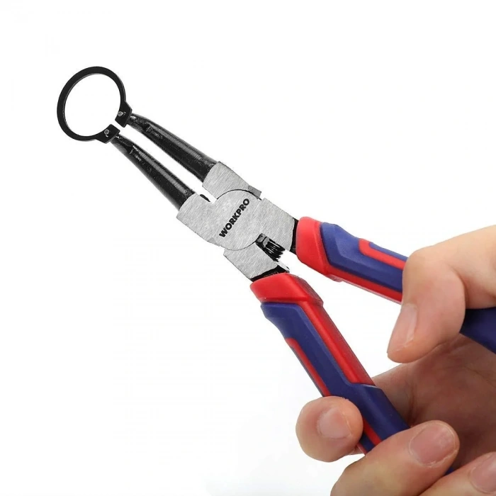 WORKPRO WP231153 180MM Cr-V Eğri Uçlu Yaylı Profesyonel Dış Segman Pensesi