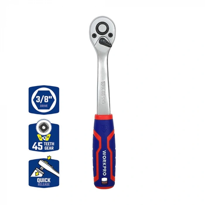 WORKPRO WP271008 3/8’’ Cr-V Profesyonel Cırcır Lokma Kolu