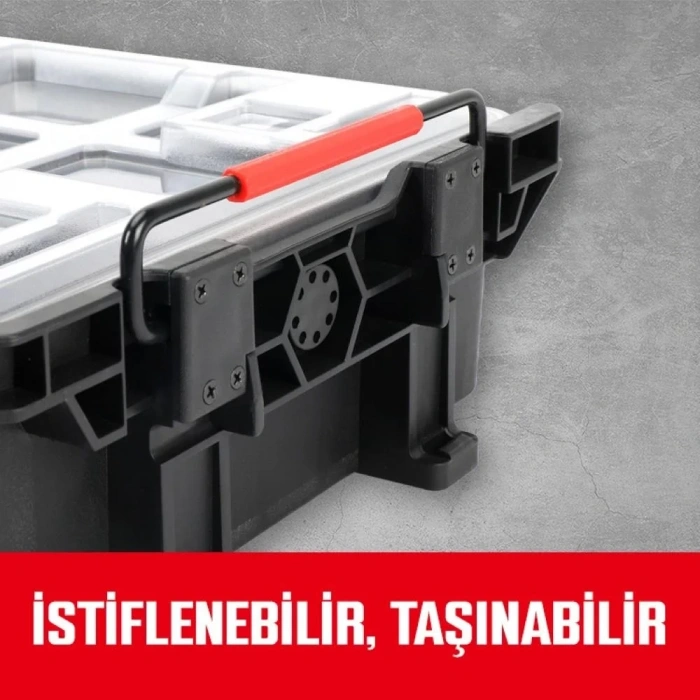 WORKPRO WP283029 24Lt 12 Gözlü Şeffaf Kapaklı İstiflenebilir 56x35x12,5cm Profesyonel Organizer Takım Çantası